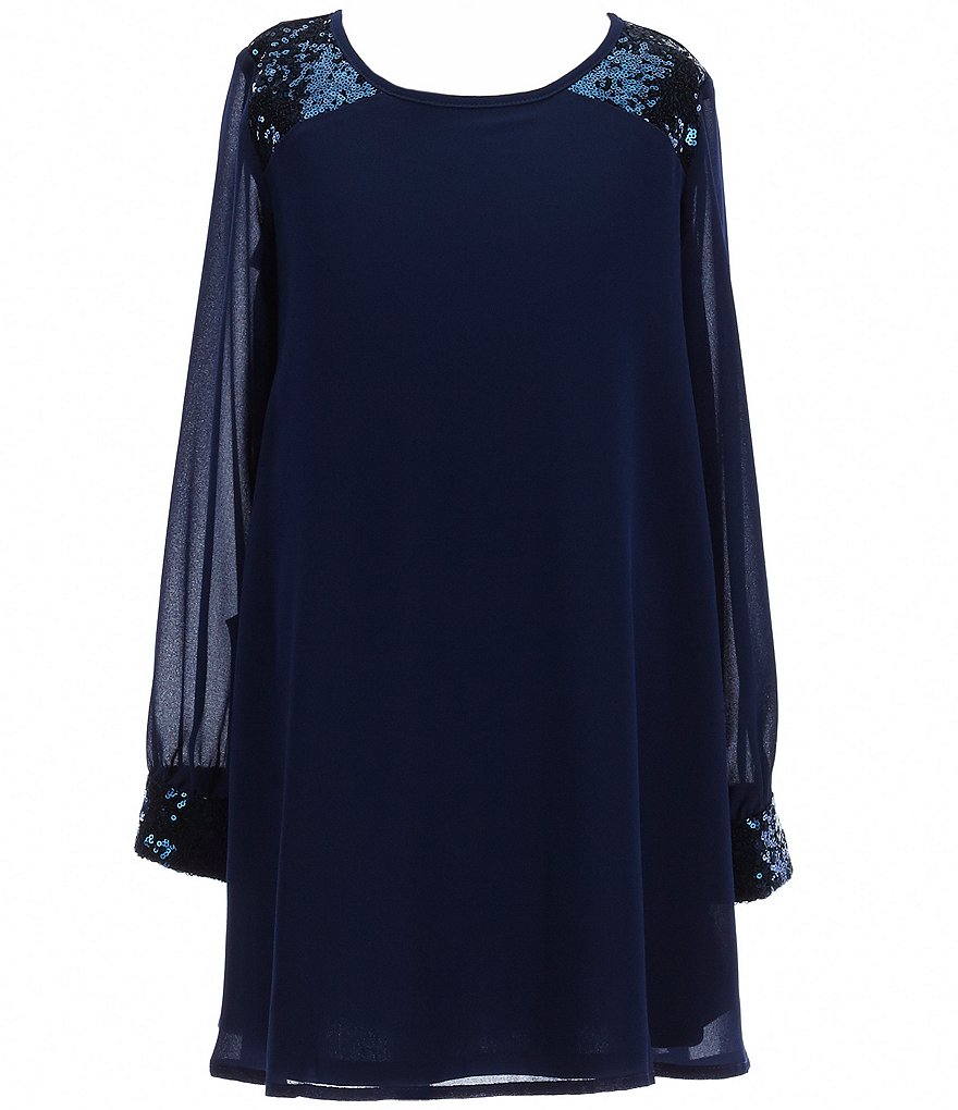 My Michelle Big Girls 7-16 Sequin Trimmed Long-Sleeve Dress