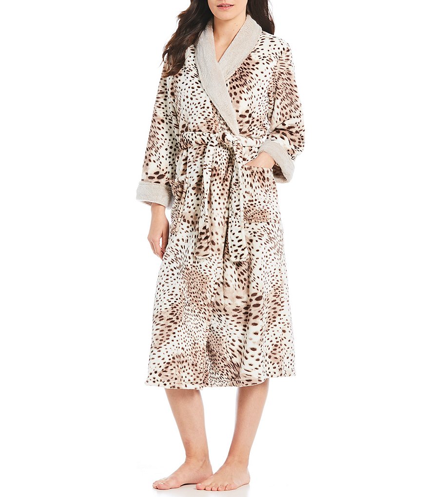 N by Natori Printed Cashmere Fleece Wrap Robe