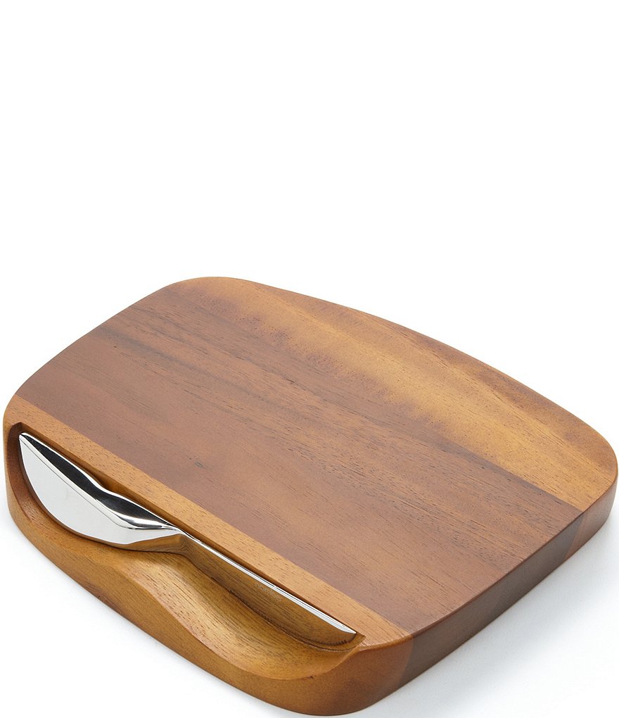 Nambe Blend Acacia Wood Bar Board with Knife