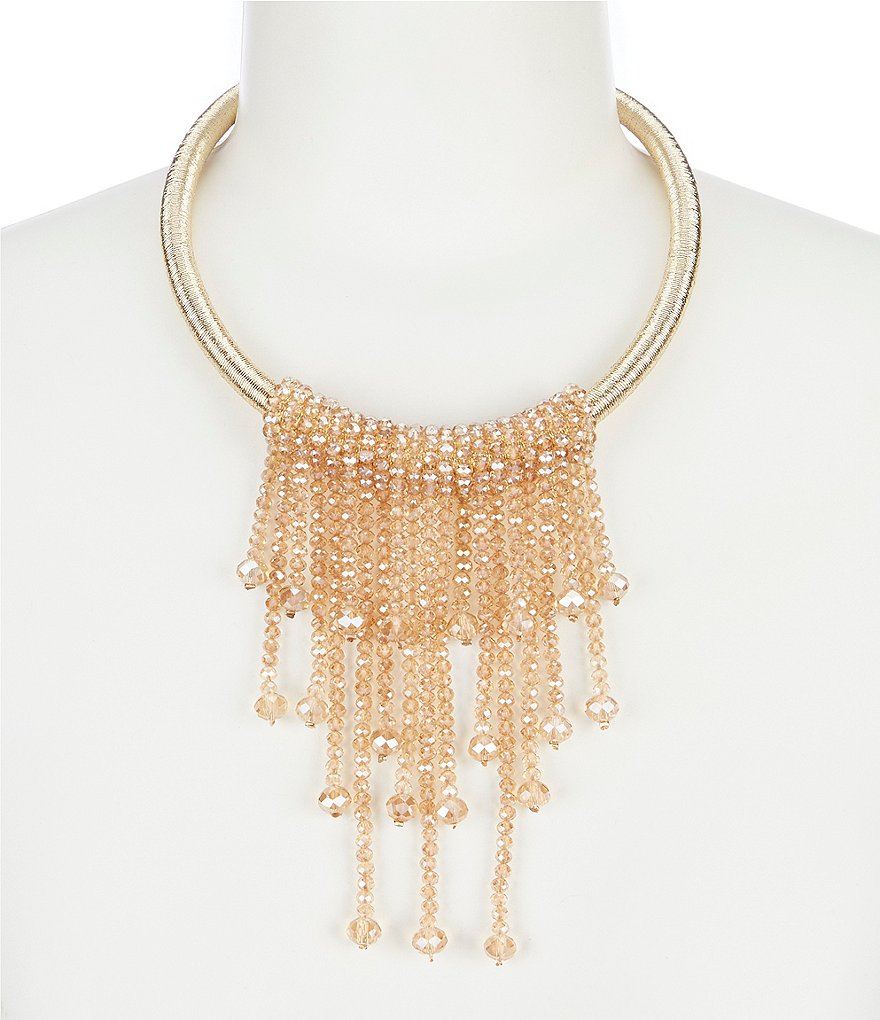 Natasha Accessories Beaded Tassel Ring Necklace