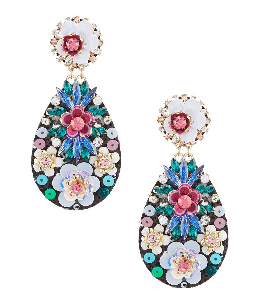 Natasha Accessories Sequin Statement Bib Earring