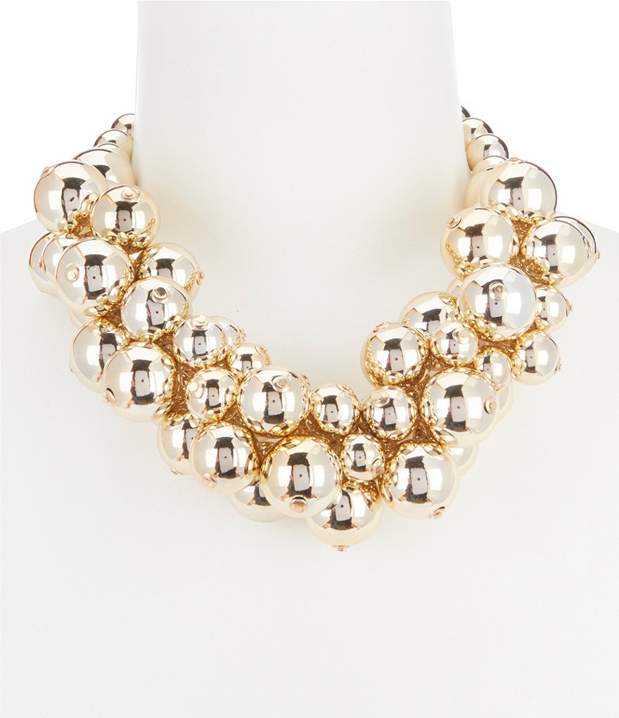 Natasha Cluster Metal Ball Statement Necklace