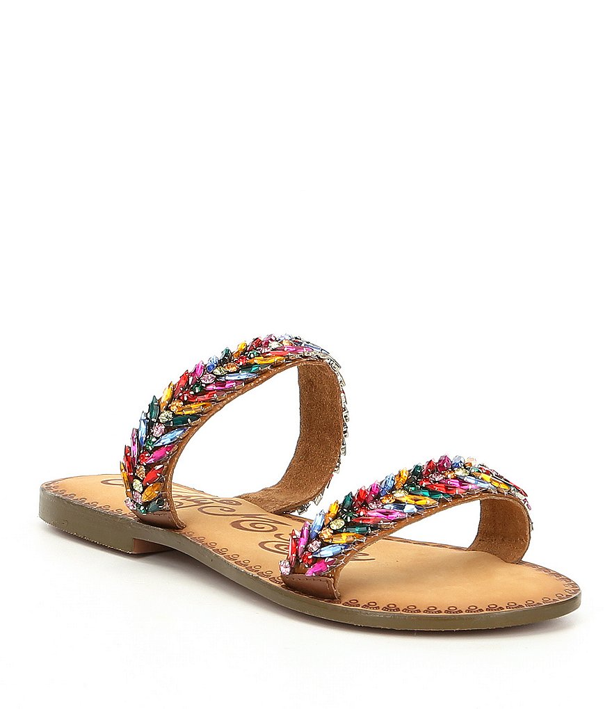 Naughty Monkey Shine Bright Beaded Embellishment Slide Sandals