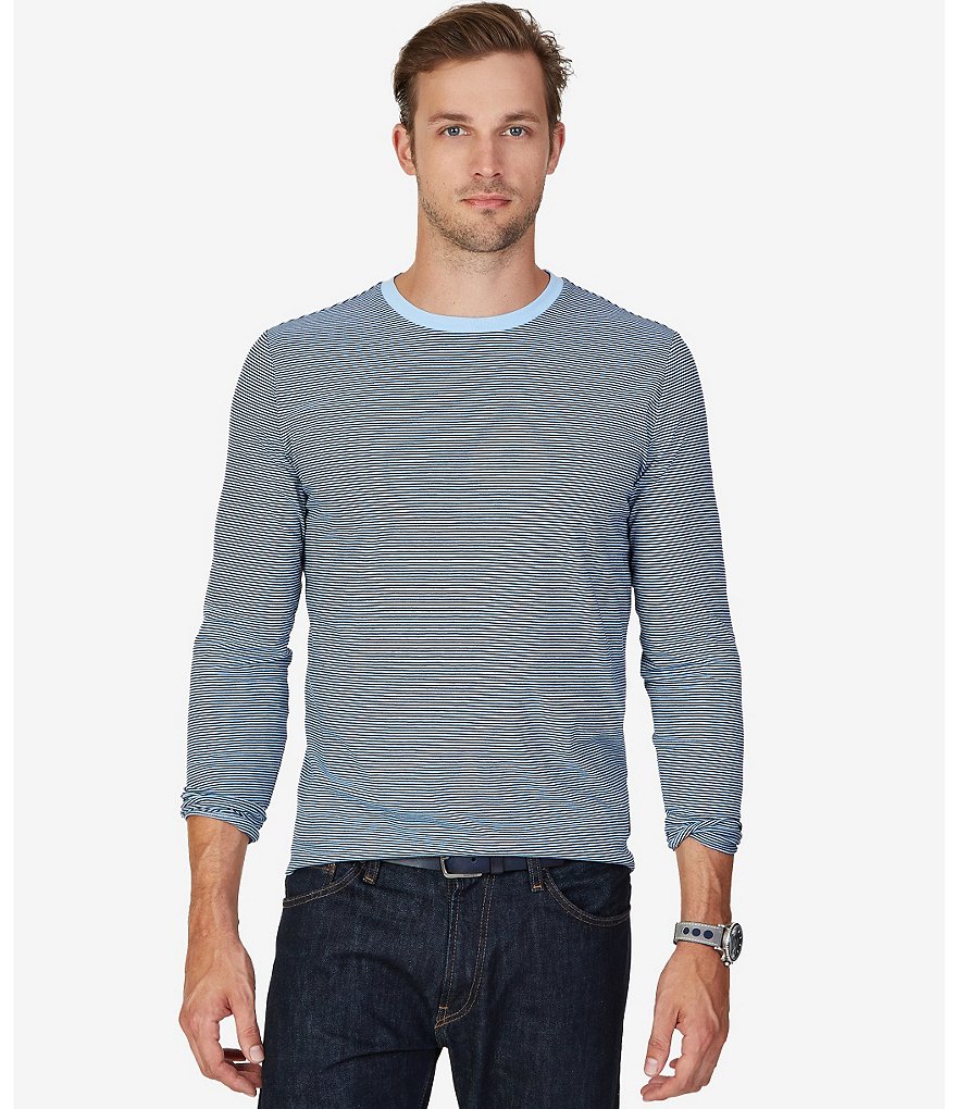 Nautica Horizontal Striped Classic-Fit Long-Sleeve Crewneck Tee