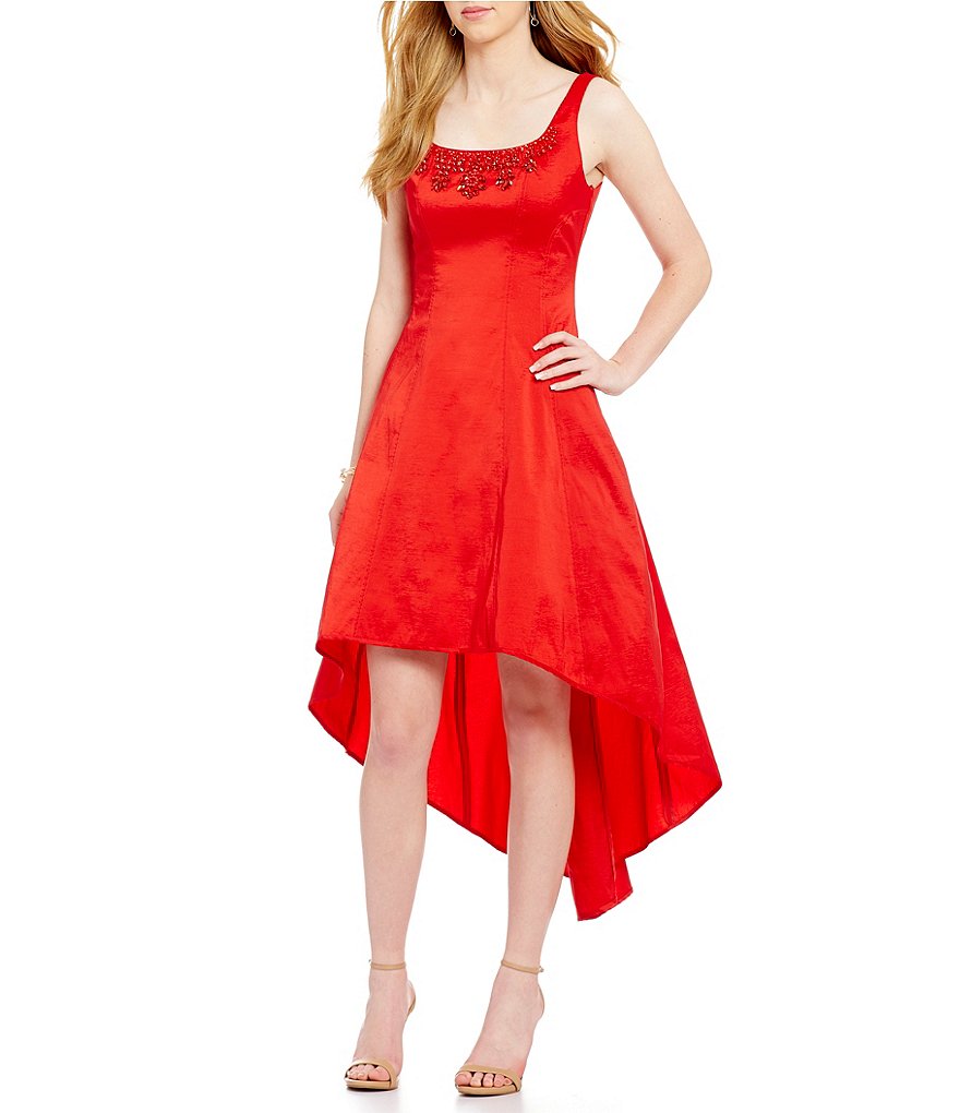 Nicole Miller New York Hi-Low Taffeta Sleeveless Dress