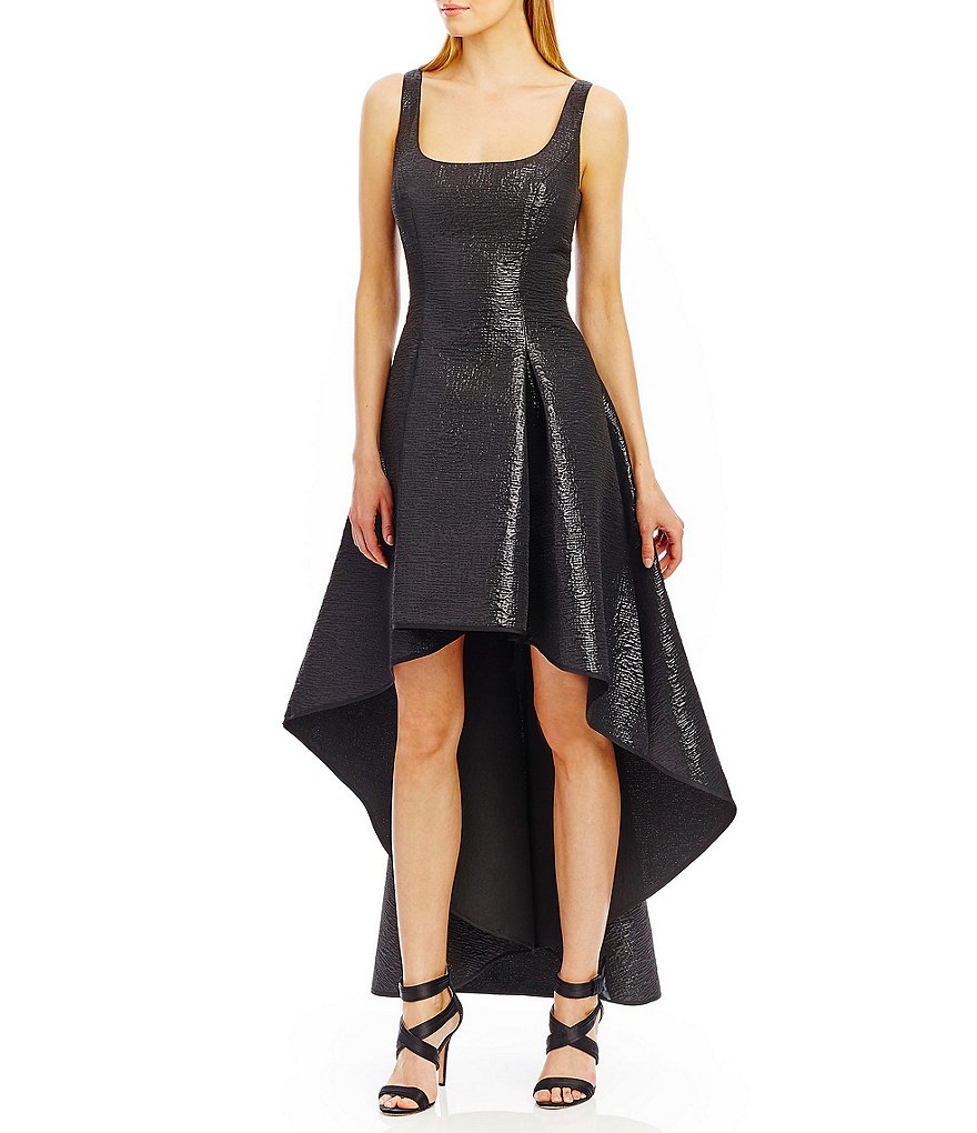 Nicole Miller New York Jacquard Sleeveless High Low Dress
