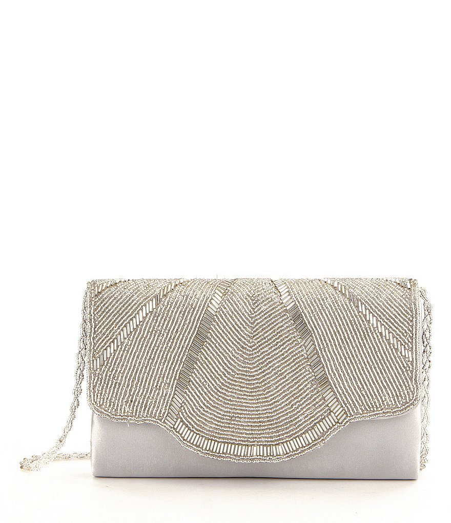 Nina Mazell Scallop-Beaded Flap Clutch