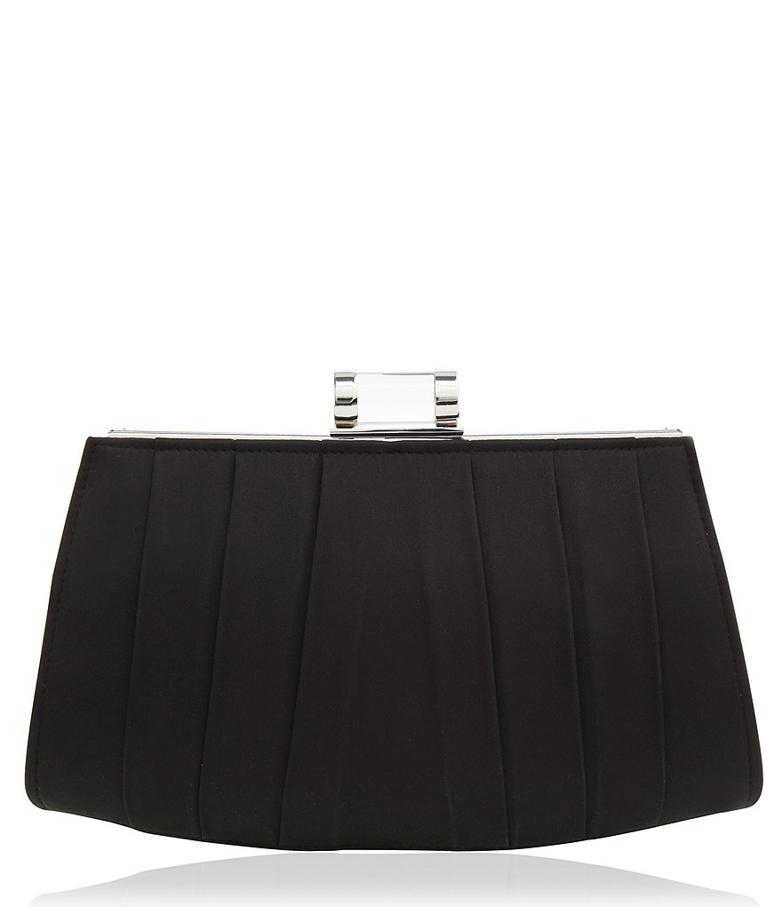 Nina Pleated Satin Frame Clutch with Lucite Lock