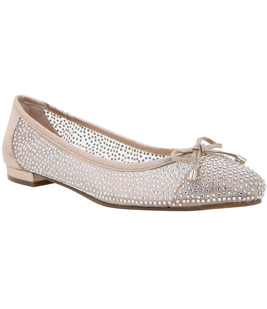 Nina Wynne Rhinestone Suede Ballet Flats