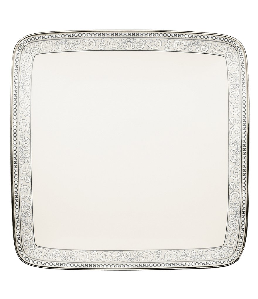 Noritake Meridian Cirque Filigree Platinum Small Square Plate