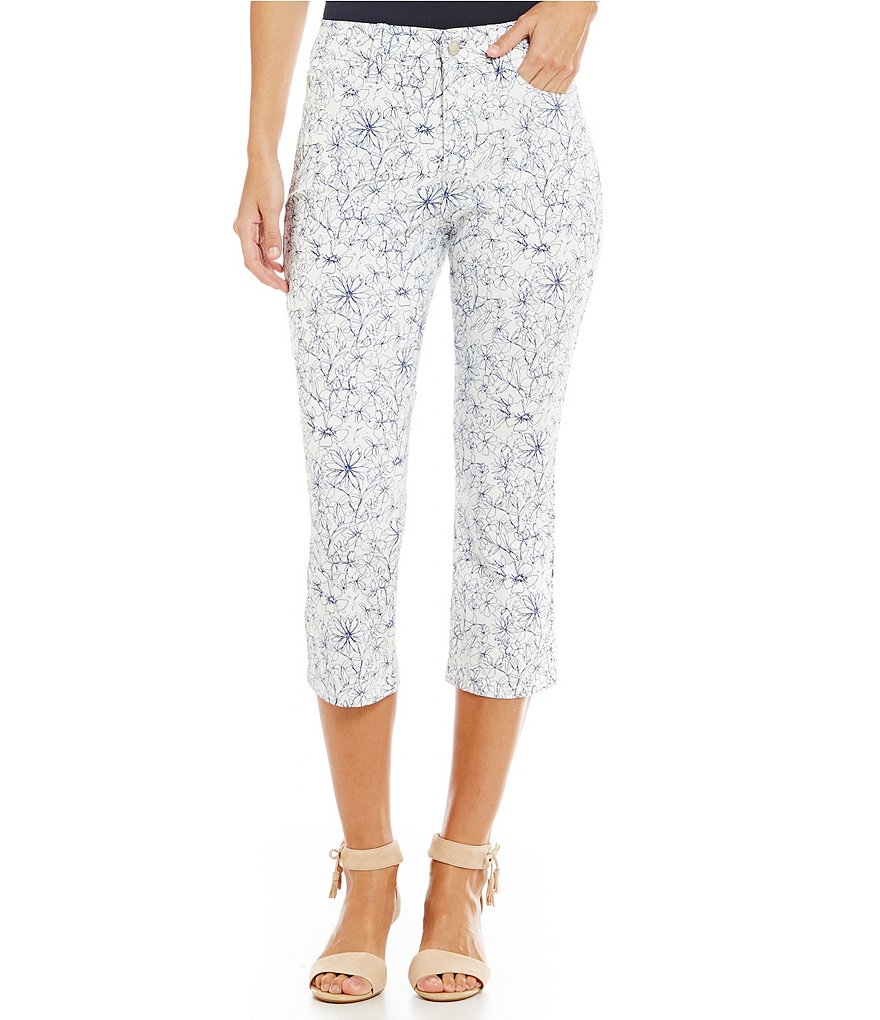 NYDJ Petite Karen Floral-Print Capri Jeans