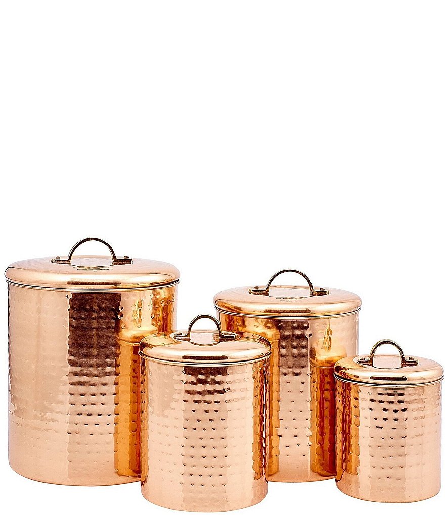 Old Dutch 4-Piece Décor Copper Hammered Canister Set