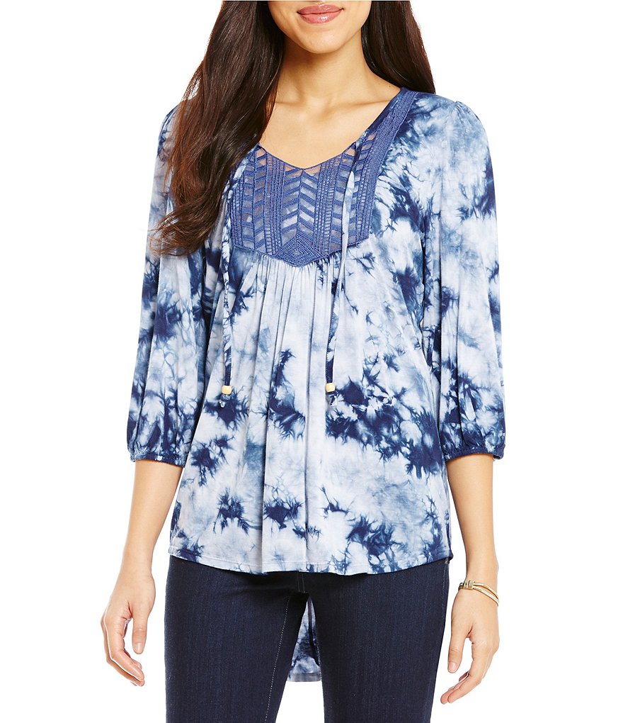 One World Apparel Tie-Dye Bishop Sleeve Top
