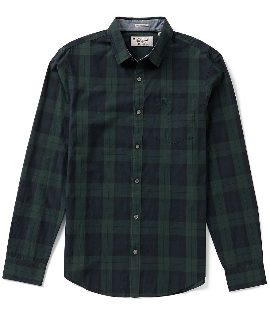 Original Penguin Blackwatch Plaid Long-Sleeve Woven Shirt