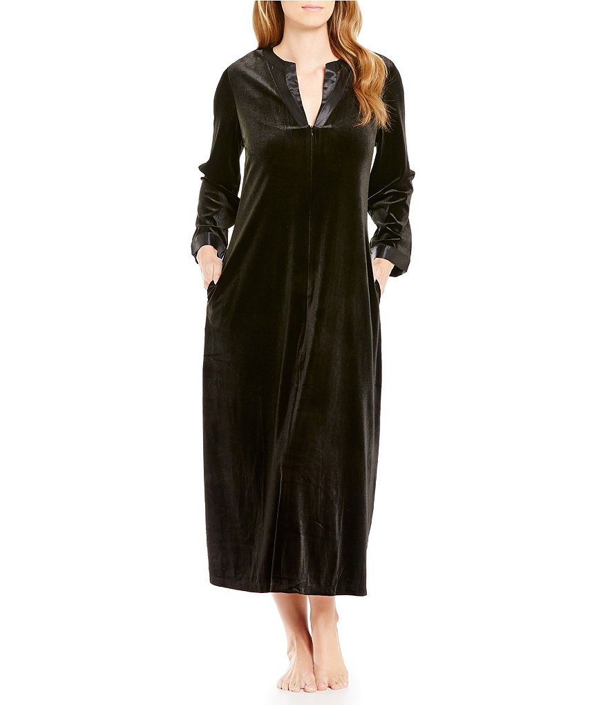 Oscar de la Renta Velvet & Charmeuse Caftan