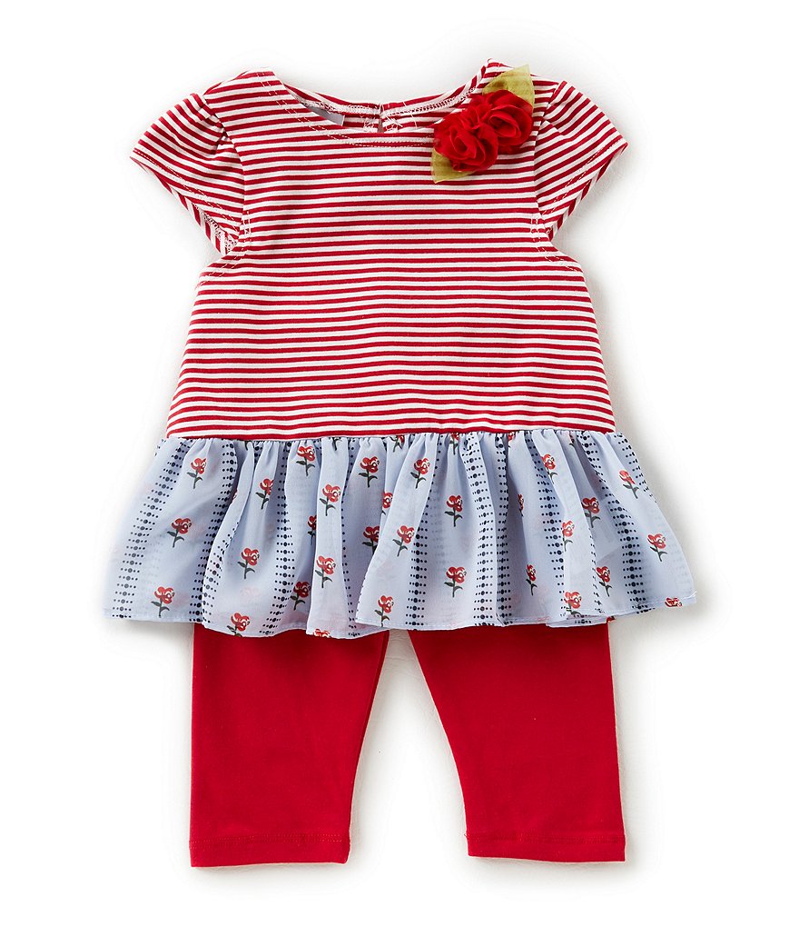 Pastourelle by Pippa & Julie Baby Girls 12-24 Months Striped Floral-Applique Top & Leggings Set