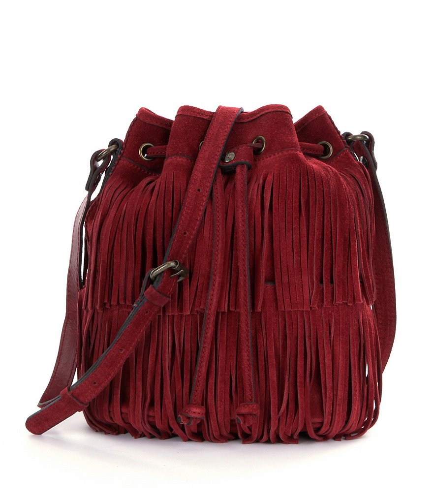 Patricia Nash Bronte Suede Fringe Bucket Bag