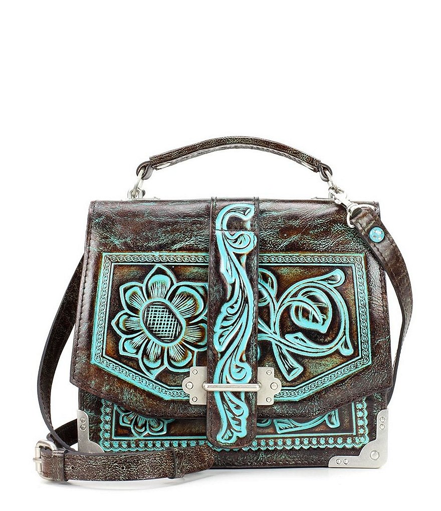 Patricia Nash Tooled Turquoise Collection Stella Satchel