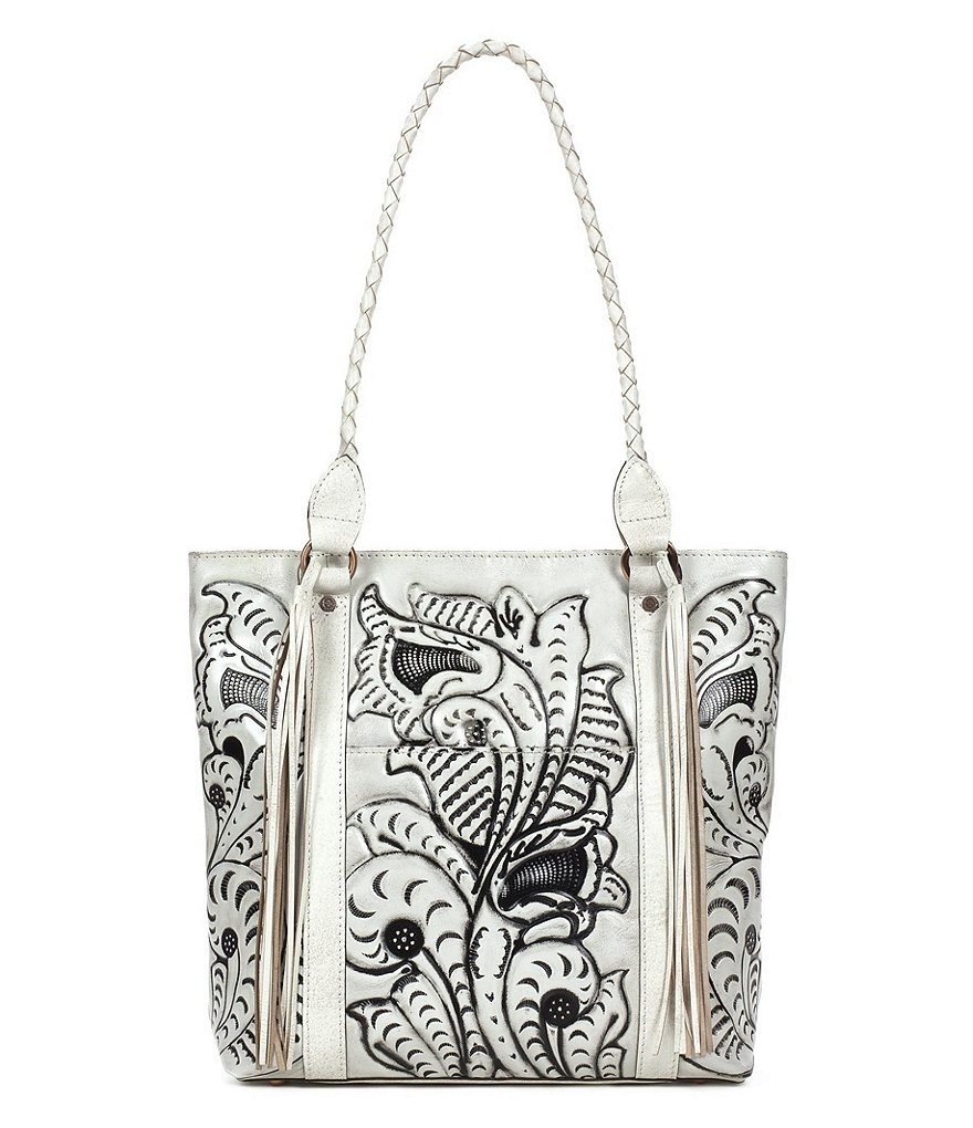 Patricia Nash Vintage White Washed Collection Rena Tasseled Tote