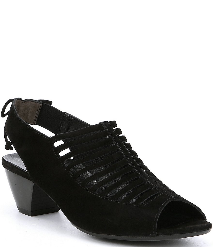 Paul Green Trisha Suede Peep-Toe Slingback Pumps