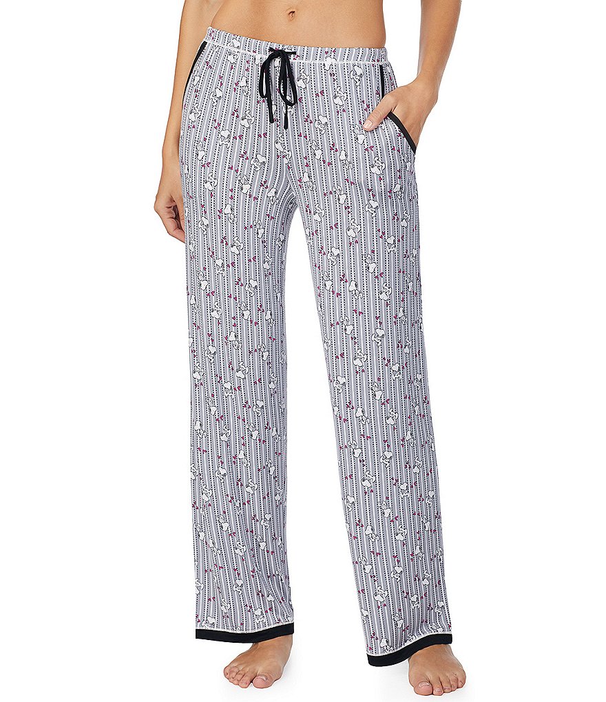 Peanuts Snoopy & Stripe Print Knit Sleep Pants