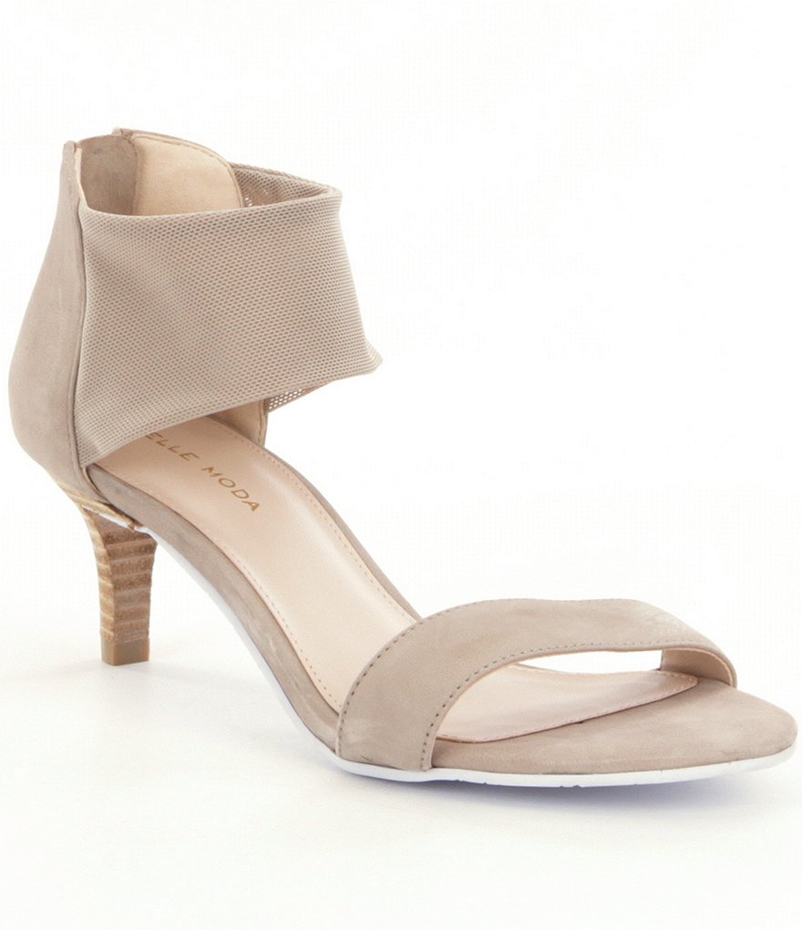 Pelle Moda Eden Nubuck & Mesh Kitten Heel Sandals