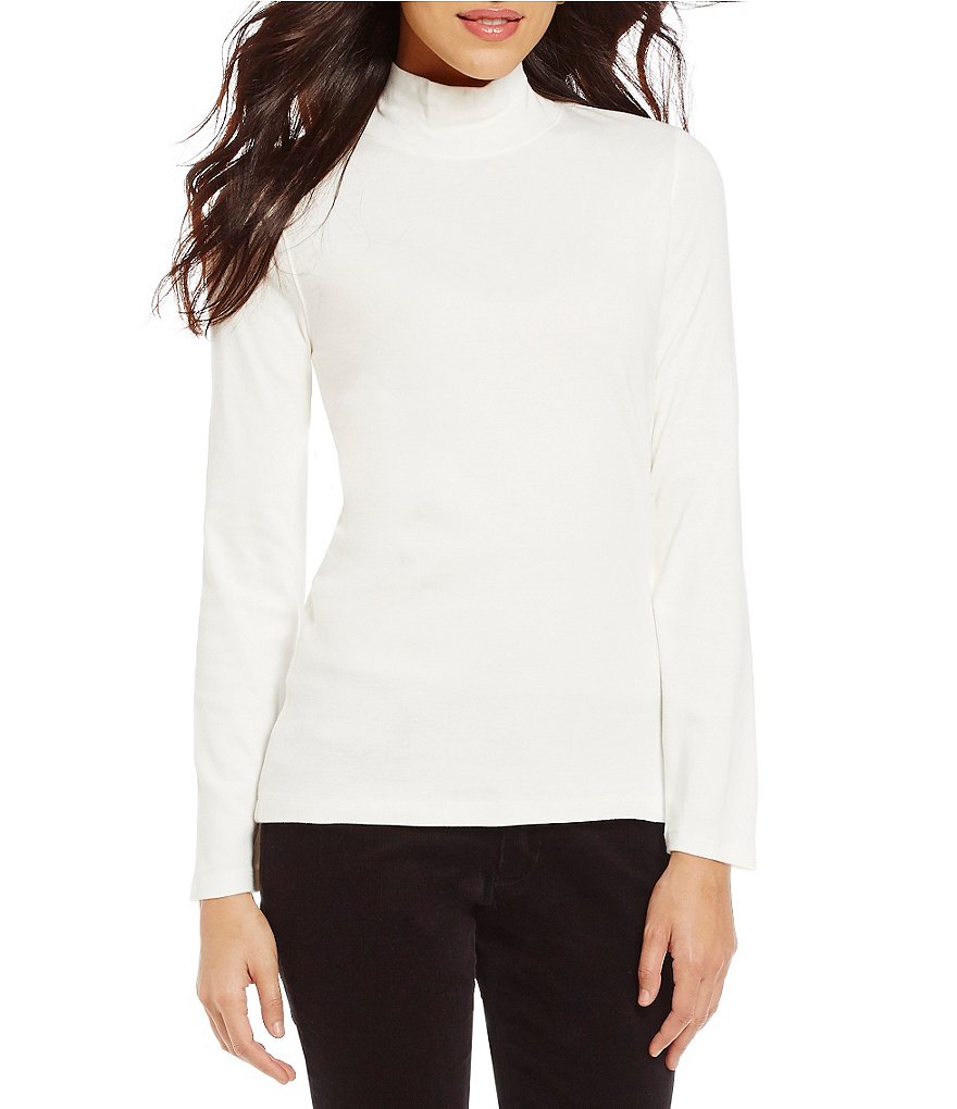 Pendleton Mock Neck Long Sleeve Cotton Top