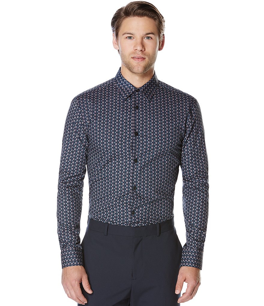 Perry Ellis Big & Tall Geo Print Long-Sleeve Woven Shirt