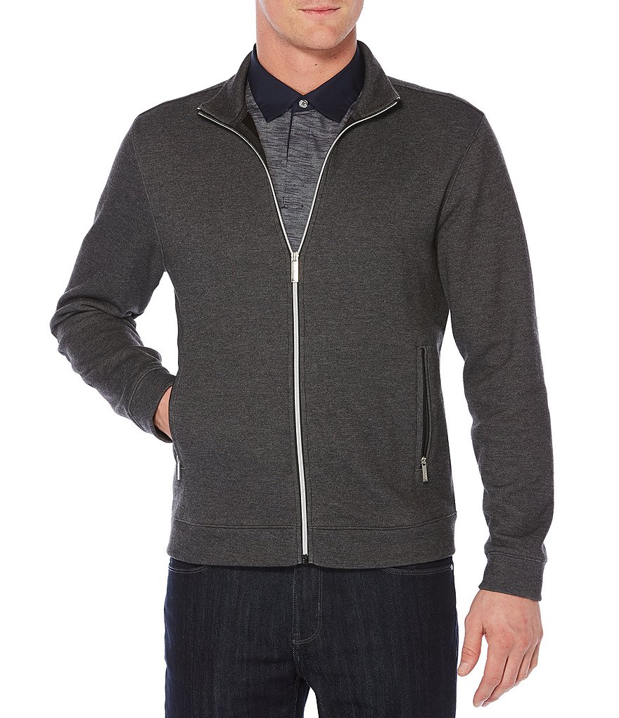 Perry Ellis Big & Tall Plaited Full-Zip Bomber Jacket