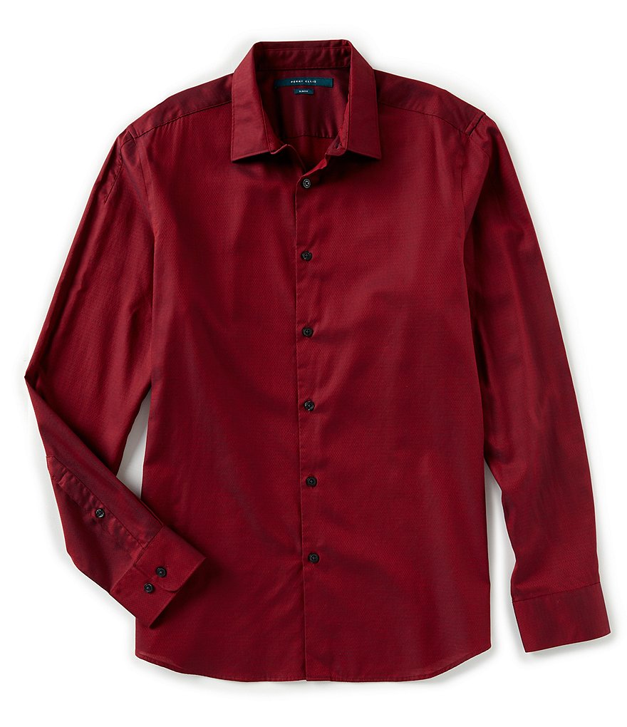 Perry Ellis Big & Tall Solid Dobby Spill-Resistant Long-Sleeve Woven Shirt