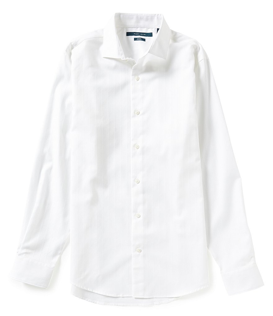 Perry Ellis Non-Iron Long-Sleeve Slim-Fit Non-Iron Dobby Striped Woven Shirt