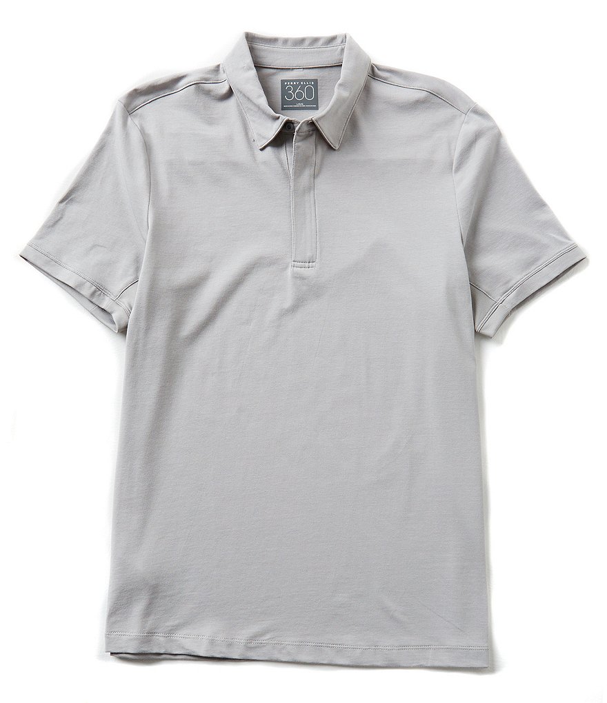 Perry Ellis Short-Sleeve Solid Zip Polo Shirt