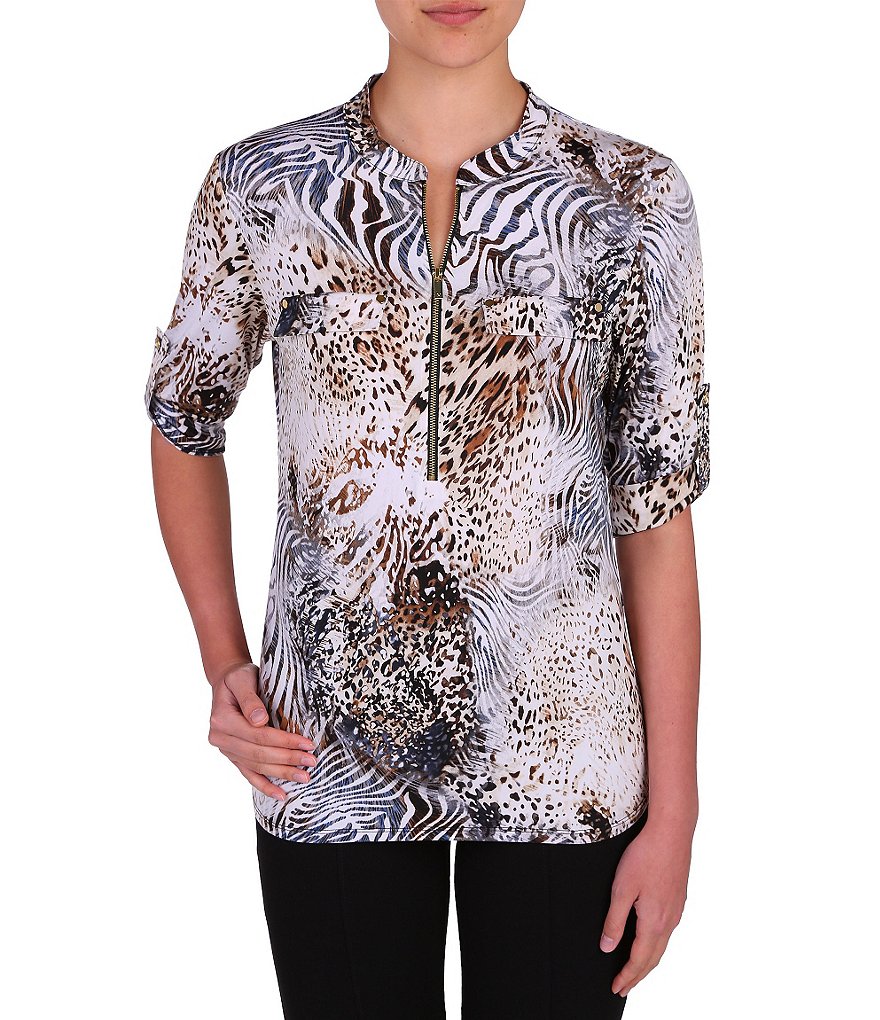 Peter Nygard Petite Printed Utility Shirt
