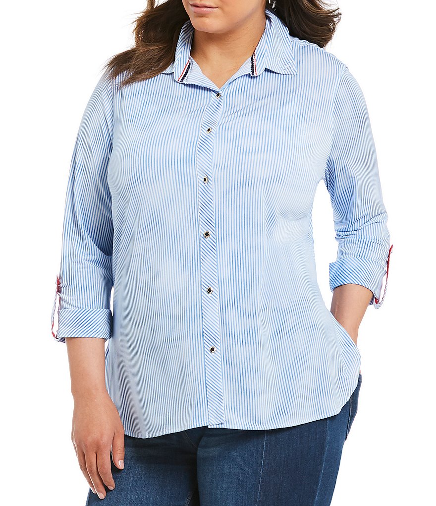 Peter Nygard Plus Roll Tab Blouse