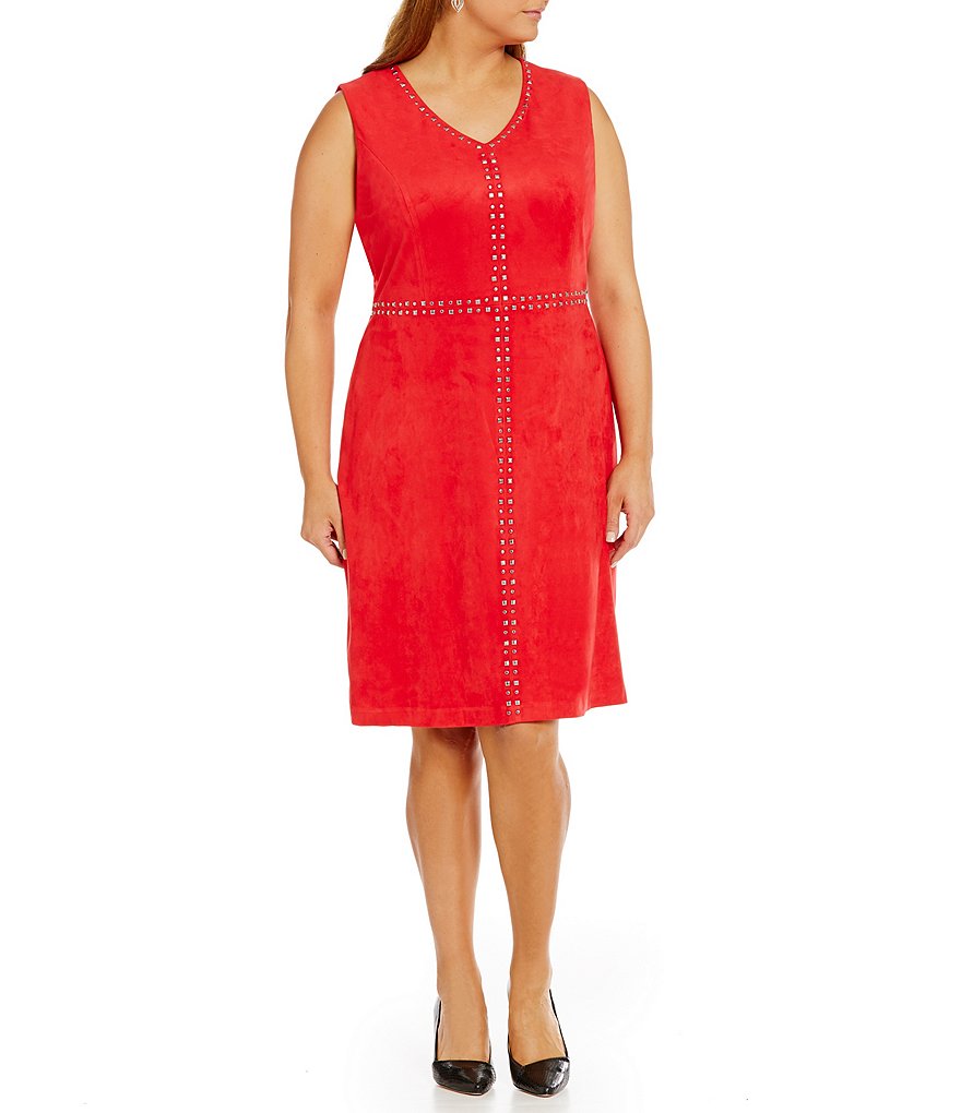 Peter Nygard Plus Sloan Faux Suede Sleeveless Dress