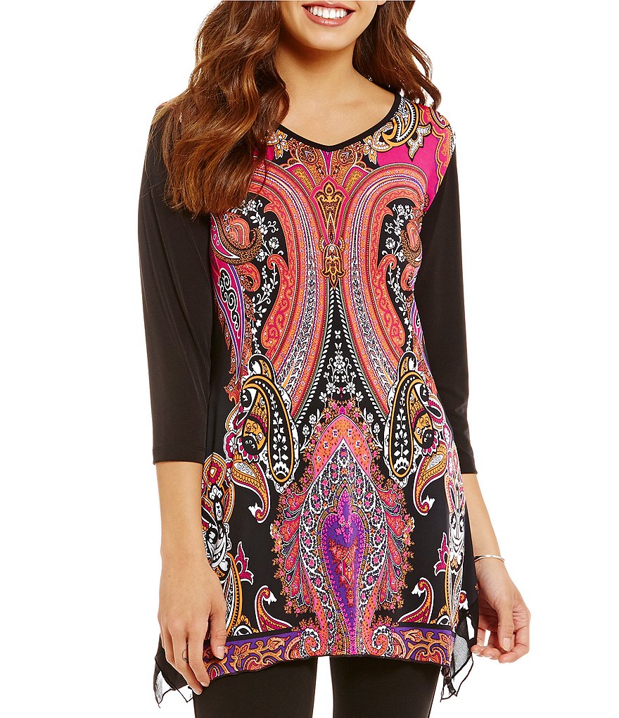 Peter Nygard Printed Sharkbite Tunic