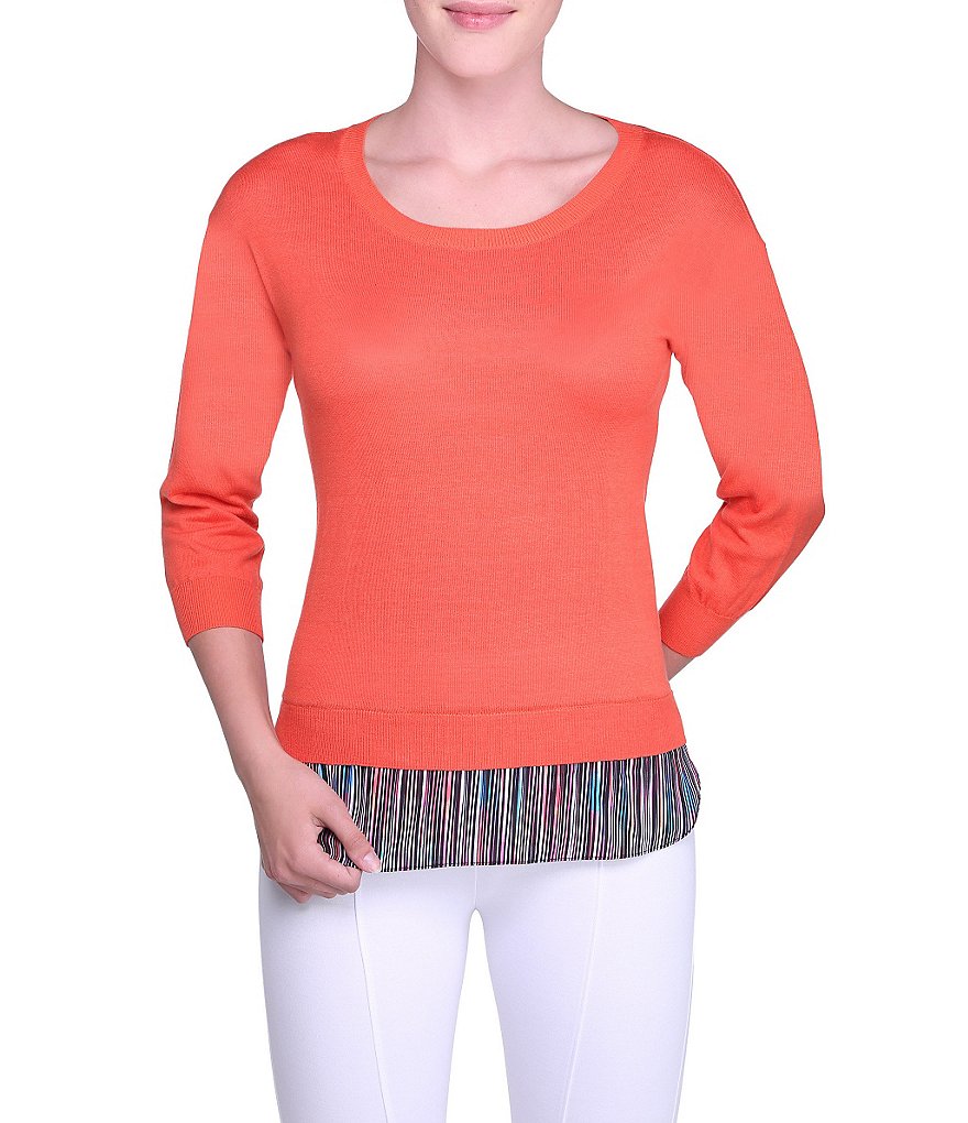 Peter Nygard Striped Trimmed Sweater