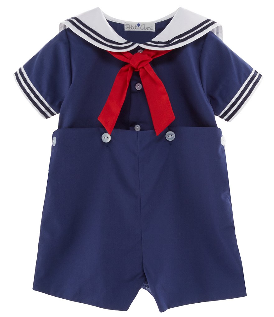 Petit Ami Baby Boys 3-24 Months Sailor Suit Shortall