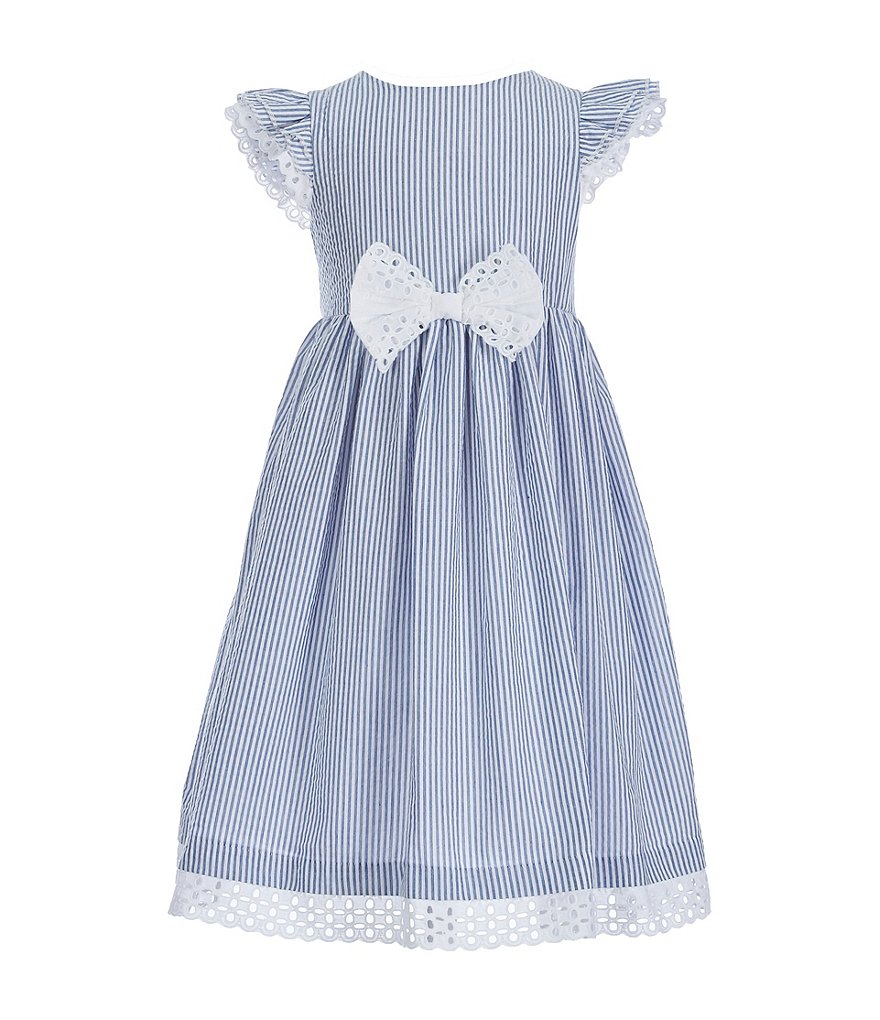 Pippa & Julie Little Girls 2T-6X Seersucker Striped Bow Dress