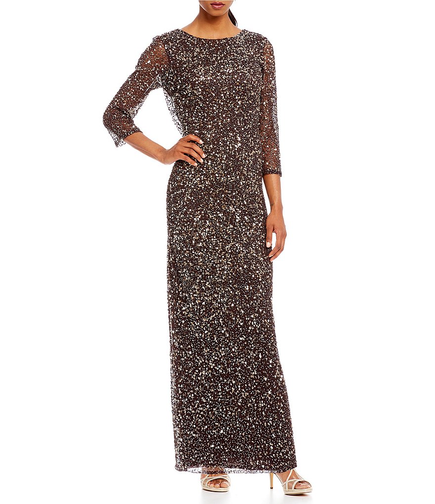 Pisarro Nights Beaded Cowlback Gown
