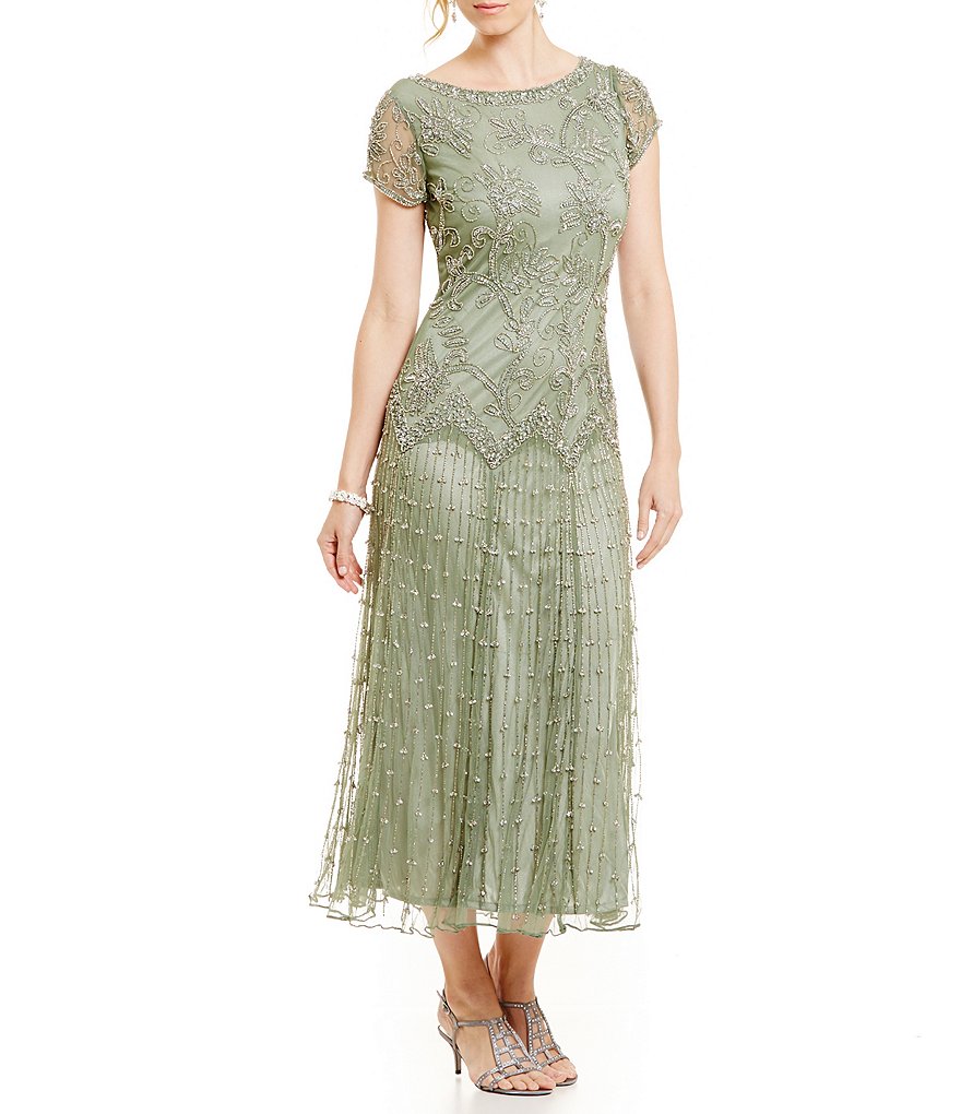 Pisarro Nights Beaded Drop Waist Gown