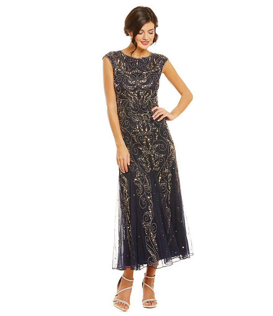 Pisarro Nights Beaded Mesh Gown