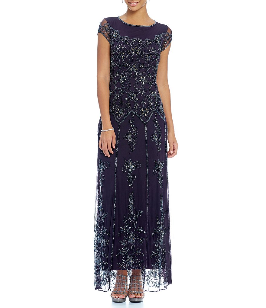 Pisarro Nights Floral Beaded Gown