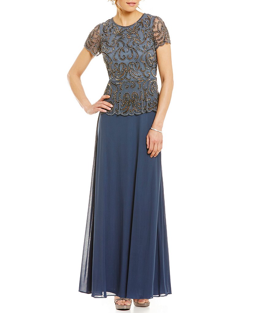 Pisarro Nights Mock 2-Piece Beaded Bodice Gown