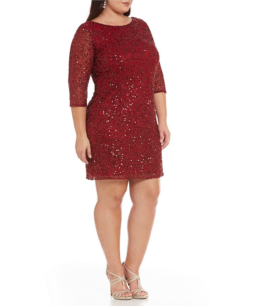 Pisarro Nights Plus Cowl-Back Beaded Dress