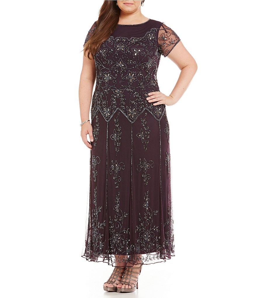 Pisarro Nights Plus Floral Beaded Gown