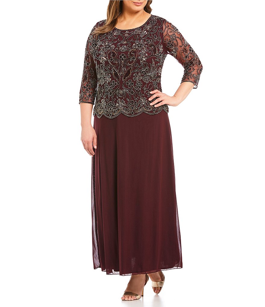 Pisarro Nights Plus Mock 2-Piece Lace Gown