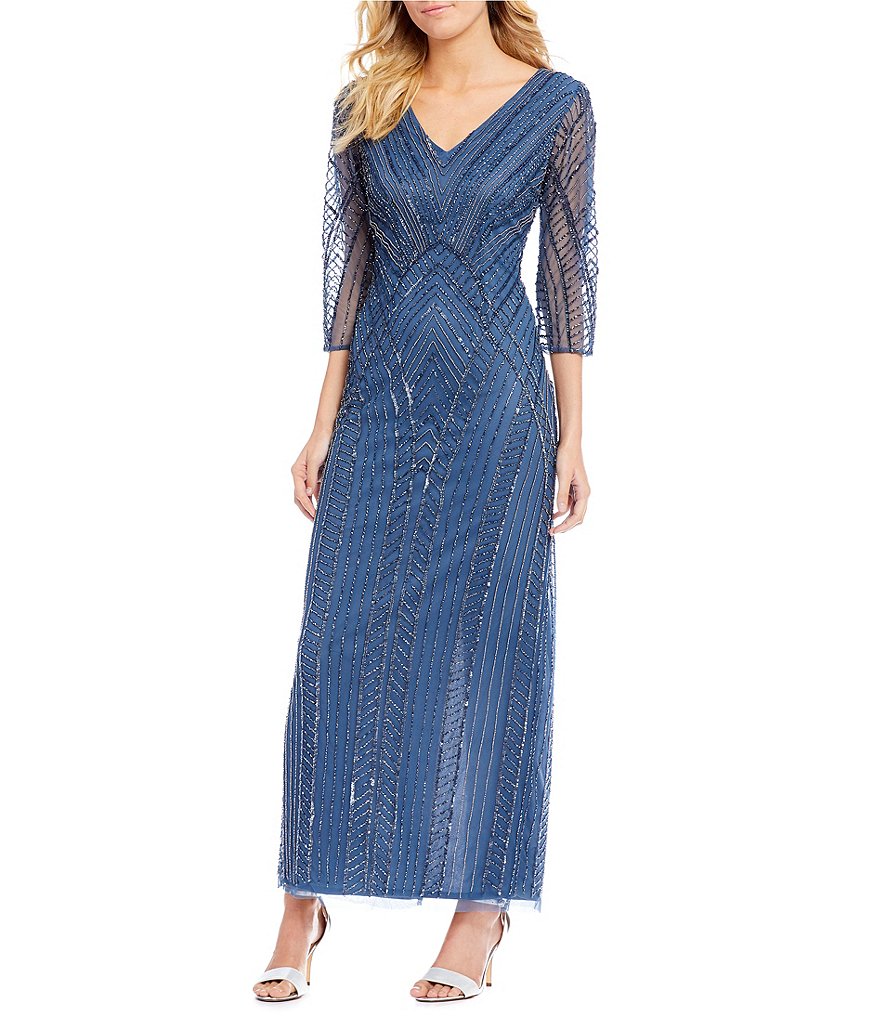 Pisarro Nights V Neck Beaded Gown
