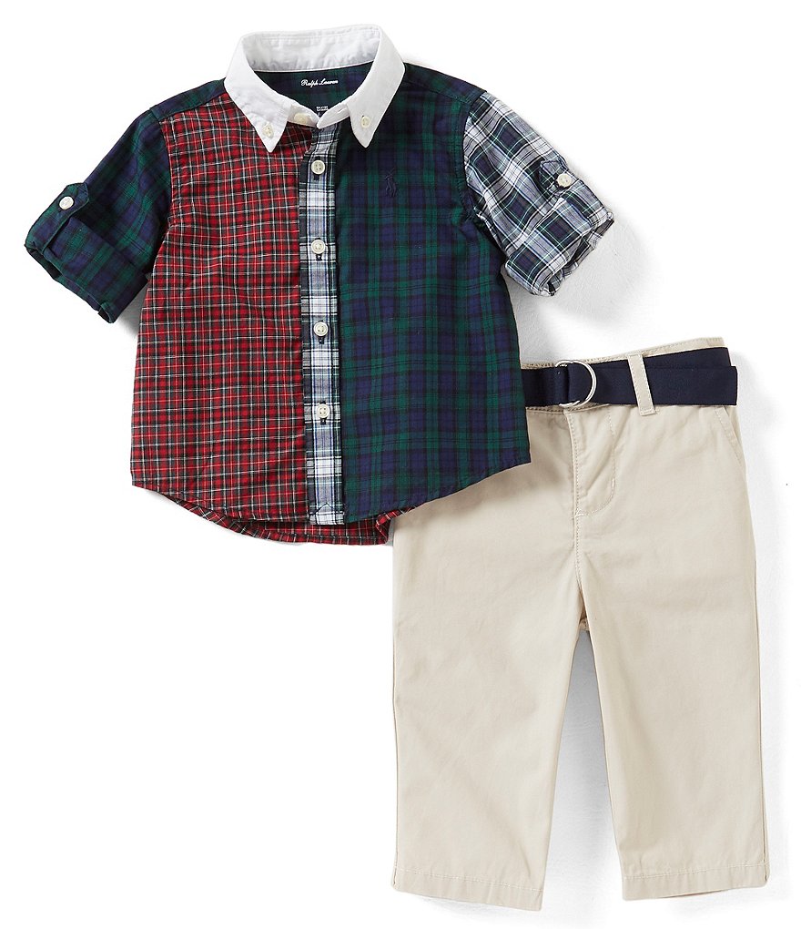 Ralph Lauren Childrenswear Baby Boys 3-24 Months Plaid Shirt & Solid Pant Set