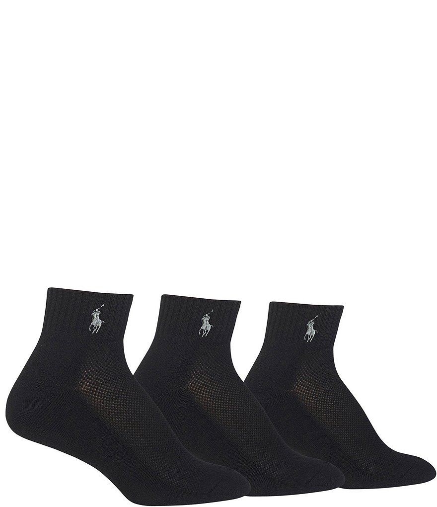 Polo Ralph Lauren Cushioned Mesh-Top Quarter Socks 3-Pack